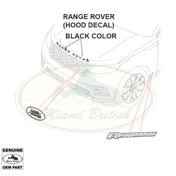 LAND ROVER FRONT NAME PLATE HOOD "RANGE ROVER" RR VELAR 17-21 LR173874 LR173875 GENUINE