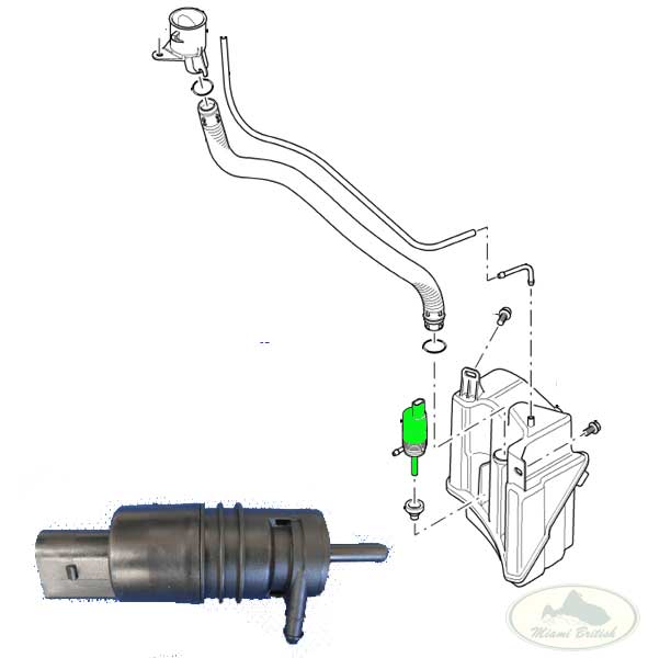 LAND ROVER FRONT WINDSHIELD WASHER MOTOR PUMP RANGE 03-05 DMC000010 USED