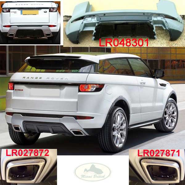 LAND ROVER DYNAMIC SPORT SET REAR BUMPER & EXHAUST FINISHER KIT RANGE EVOQUE LR048301 LR027871 LR027872 OEM