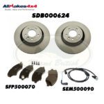 LAND ROVER FRONT BRAKE ROTOR DISC SET PADS SENSOR RANGE SPORT SUPERCHARGED 07-09 MR0178 AM