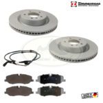 LAND ROVER FRONT BRAKE ROTOR DISC - PAD - SENSOR SET RR SPORT MR0106Z ZIMMERMANN