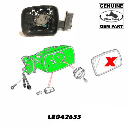 LAND ROVER EXTERIOR MIRROR RH RANGE SPORT 10-13 LR042655 GENUINE