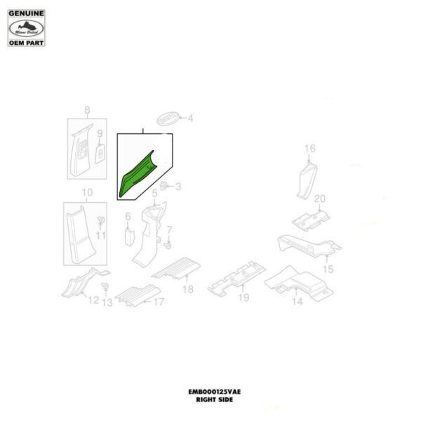 LAND ROVER UPPER "A" PILLAR MOULDING TRIM PARCHMENT RIGHT RANGE 03-09 EMB000125VAE OEM