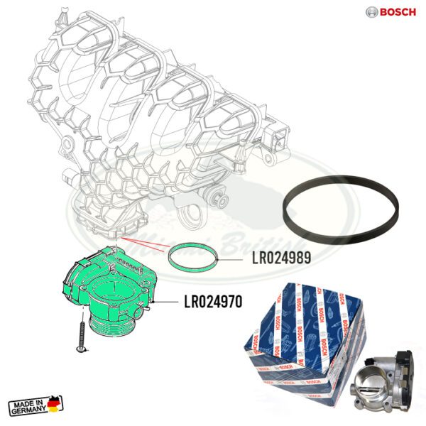 LAND ROVER THROTTLE BODY W/ GASKET LR2 RANGE EVOQUE 2.0L L4 LR024970 LR024989 BOSCH OEM
