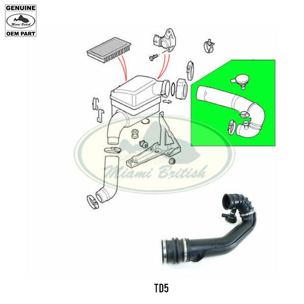 LAND ROVER AIR CLEANER DUCT DEFENDER Td5 DIESEL PHD103990 GENUINE