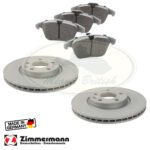 LAND ROVER FRONT BRAKE PAD SET W/ ROTORS DISC 16'' RR EVOQUE 12-18 LR027309 LR007055 MR0121 ZIMMERMANN