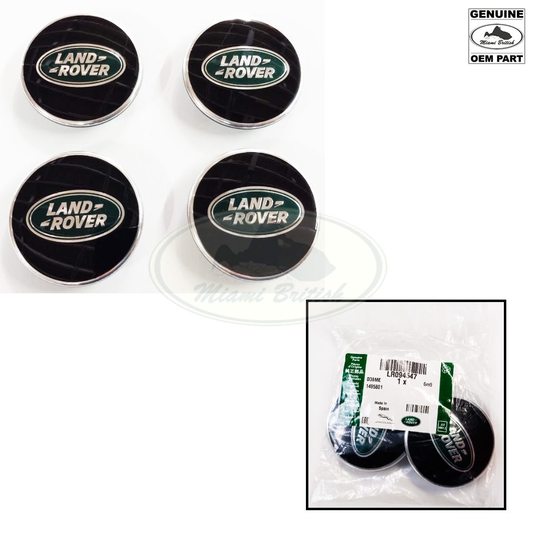 LAND ROVER WHEEL CENTER CAPS SET x4 BLACK RANGE SPORT VELAR NEW