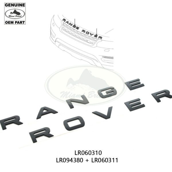 LAND ROVER FRONT NAME PLATE "RANGE - ROVER" SATIN BLACK RR SPORT 14-20 LR060310 OEM