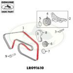 LAND ROVER PRIMARY SERPENTINE BELT RANGE VELAR 3.0L V6 SC 17-20 LR091610 OEM