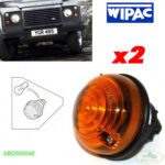 LAND ROVER FRONT INDICATOR AMBER LIGHT LAMP ASSY x2 DEFENDER LR048188 PR2/WIPAC