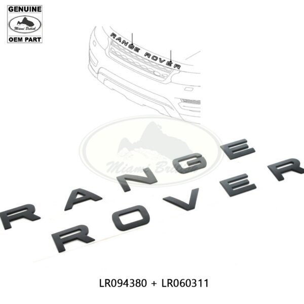 LAND ROVER FRONT NAME PLATE "RANGE - ROVER" SATIN BLACK RANGE SPORT 14-20 LR094380 LR060311 OEM