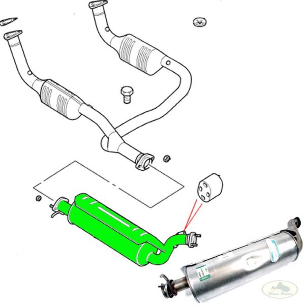LAND ROVER CENTER MUFFLER SILENCER RANGE V8 P38 97-02 WCE104311 GENUINE