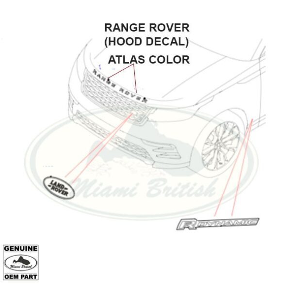 LAND ROVER FRONT NAME PLATE HOOD "RANGE ROVER" RR VELAR 17-21 LR147286 LR147287 GENUINE