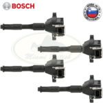 LAND ROVER IGNITION COIL SET x4 W/ EXTENSION RANGE 03-05 M62 LR022494 BOSCH