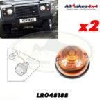 LAND ROVER FRONT INDICATOR AMBER LIGHT LAMP ASSY x2 DEFENDER LR048188 AM