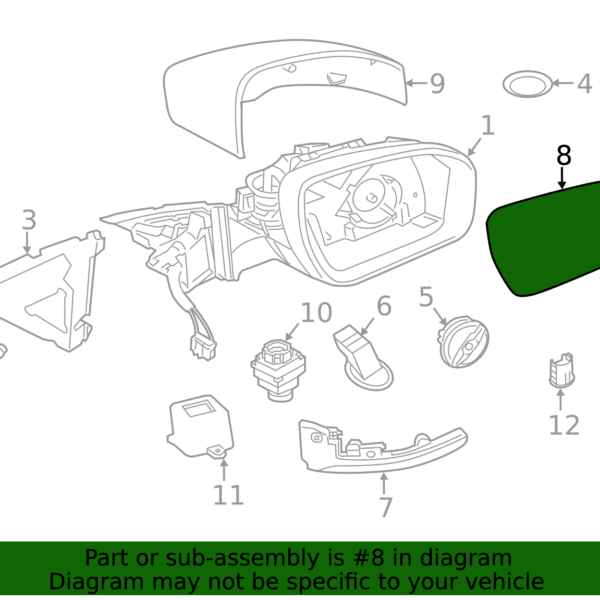 LR JAG DOOR MIRROR GLASS RH DISCOVERY RANGE LR093154 T4A5628 GENUINE